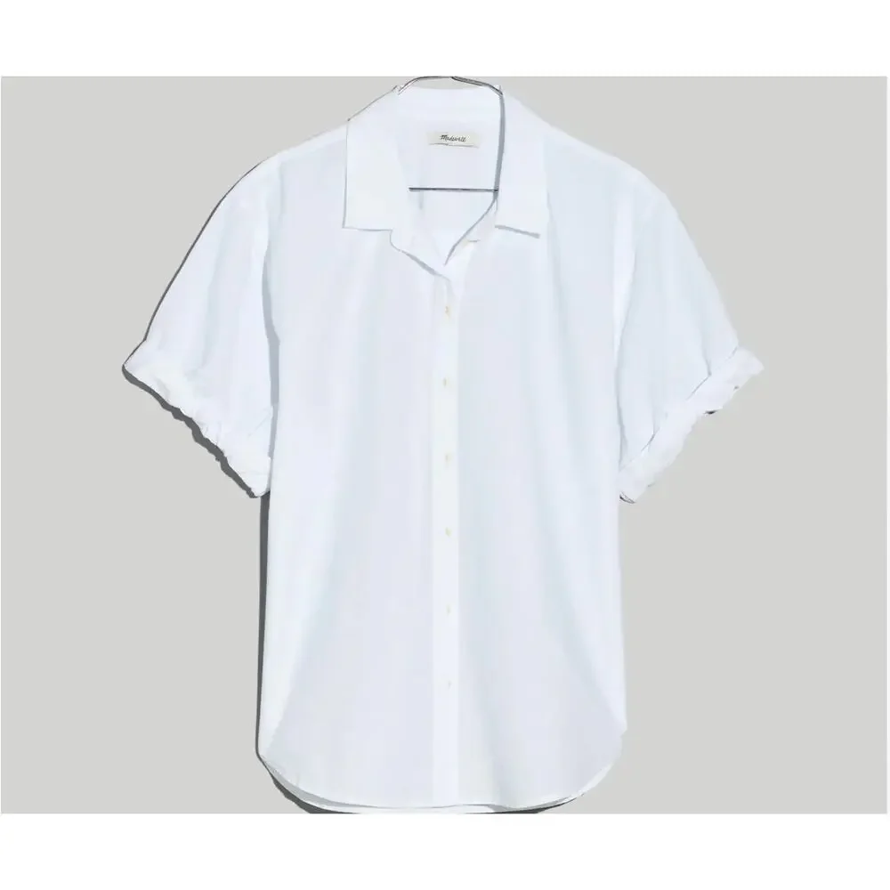 NWT Madewell White Button Short Sleeve Cotton Linen Blend Slim Central Shirt-XL - Picture 5 of 15